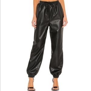 Revolve h:ours Milo Faux Leather High Rise Joggers Size Medium In Black